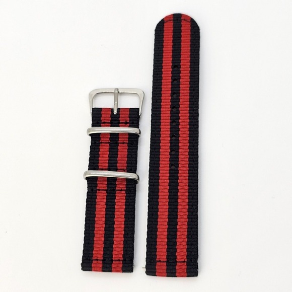 Other - Men's 22MM Canvas Nylon Watch Bands Quick Release Two-Piece Straps Black Red